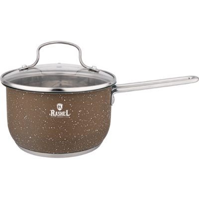 Ковш 2л из нержавеющей стали со стекл. кр., 16х10,5 см, цвет: коричневый гранит (R-10/109z) "МАРУСЯ"