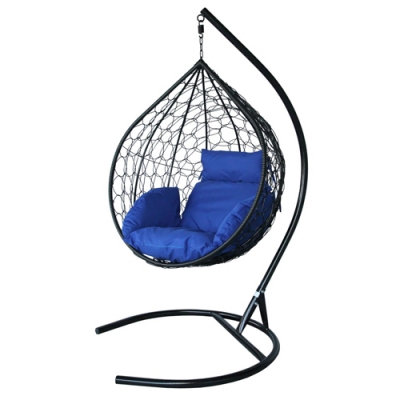 Кресло подвесное Сфера Лайт Garden story стойка+корзина черная подушка синяя BG1515
