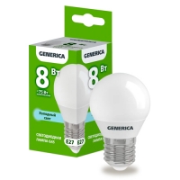 Лампа LED G45 шар 8Вт 230В 6500К E27 GENERICA арт.LL-G45-08-230-65-E27-G