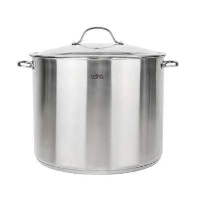 LR02-903 Кастрюля LARA серия АТЛАНТ (нерж) 34x27см, 24.5л, 5-слой капсулир индукц дно, стекл крышка