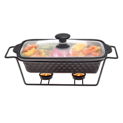 Мармит керамический прямоугольный 30.5*17.5*6см 1.1л с подставкой (6420)