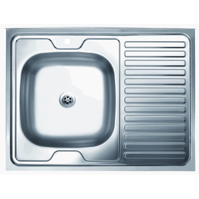 Мойка нержавеющая КромРус EC-220 накладная 0,6х0,8 (201) левая 0,6мм, 1,5" Мойка нержавеющая КромРус EC-220 накладная 0,6х0,8 (201) левая 0,6мм, 1,5"