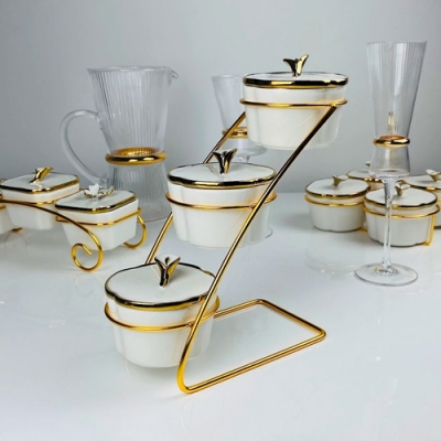 Набор из 3 банок на подставке MELODY в под.уп.(х12)Фарфор, металл арт.163-023