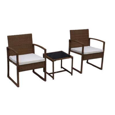 Набор мебели "Фрост" коричневый, подушки бежевые (стол+2 кресла) арт.SFS074/1