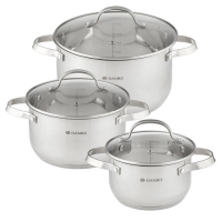 Набор посуды нержавеющая сталь, 6 предметов, кастрюли 1.9, 3.6, 6.1 л, индукция, Daniks, Элегант, GS Набор посуды нержавеющая сталь, 6 предметов, кастрюли 1.9, 3.6, 6.1 л, индукция, Daniks, Элегант, GS