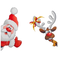 Наклейка интерьерная Волшебная страна Олень и Санта, материал: ПВХ , размер: 20*30см 109923