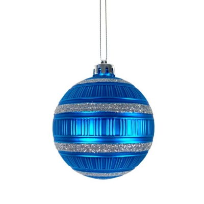 Новогоднее подвесное украшение Шар "Конфетка в синем" из полистирола / 8x8x8см арт.89165