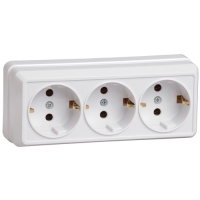 OKTAVA Розетка 3-местная с заземлением для открытой установки 16А РС23-3-ОБ белый IEK