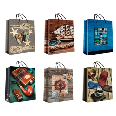 Пакет подарочный 12х15+6см Артпласт Мужской ассорти ламинированный (х1/20) ПБР07641