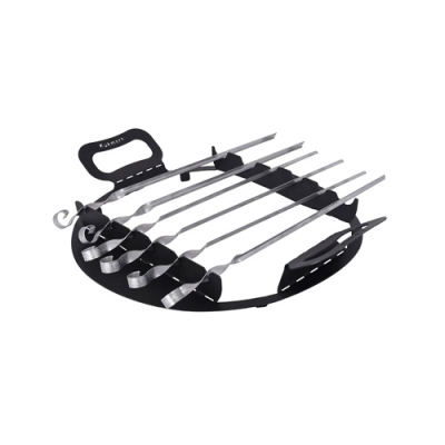 Подставка для шампуров на учаг для казана 15л (с шампурами 6шт) "Kukmara" пшу015