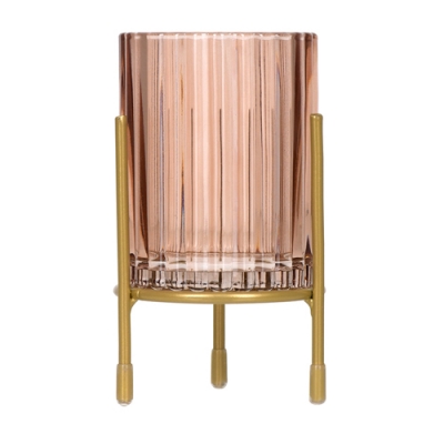 QWERTY Ваза стеклянная "Elektra", на матовой подставке, 10*7,5 см, сепия /24 73843