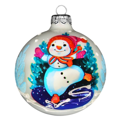 Шар "Снеговишка на коньках", 80 мм., в подарочной упаковке арт.КУ-80-224269