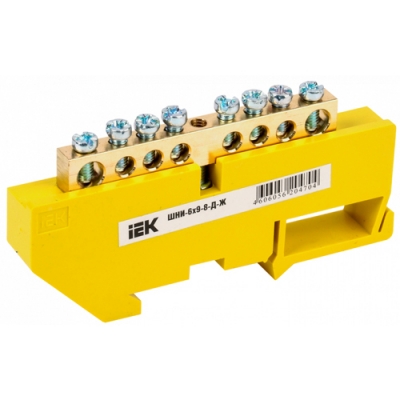Шина PE "земля" на DIN-изол ШНИ-6х9-8-Д-Ж IEK