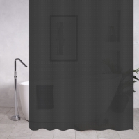 Штора для ванной комнаты, ЧЕРНАЯ матовая, рельефная, с кольцами, 180 х180 см, PEVA 06-13 САНАКС