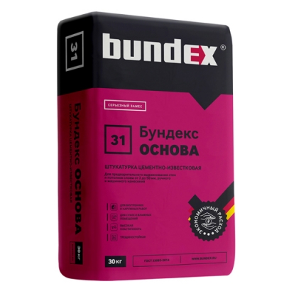 Штукатурка цементно-известковая Bundex Основа 25кг (1поддон-40шт)
