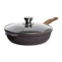 Сковорода 26см с несъемной ручкой и стекл. крышкой АП "Premium" (violet) арт. с26904