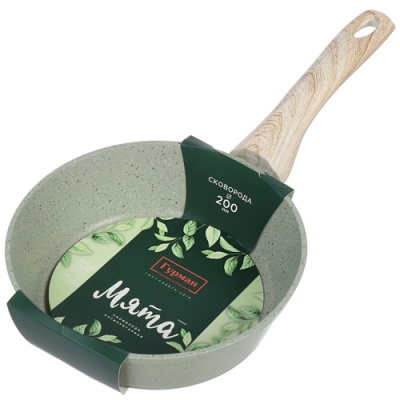 Сковорода литой алюминий, 20 см, антипригарное покрытие, Гурман, Мята, ГМ2001МЛ, индукция (473567)
