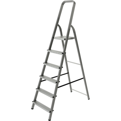 Стремянка стальная одностор.Новая Высота NV1150,1*6 ступени 70мм,зеленая,черный башмак 1150106-021