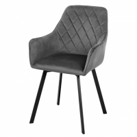 Стул МФ Маркинъ Бостон Ф-030 велюр серый, металлокаркас - черный матовый