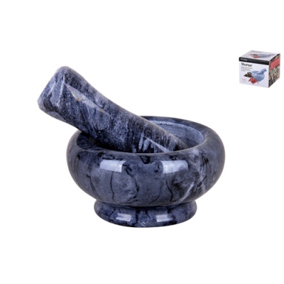 Ступка с пестиком 8х4.5см черная, мрамор 5035