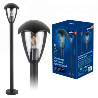 Светильник уличный, под лампу Е27. Архитектурный напольный. Корпус черный. TM Uniel.UUL-T80A 60W/E27