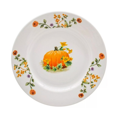 Тарелка мелкая диам. 200 мм Гладкий край Тыква-2 вариант (фарфор) , р.1812