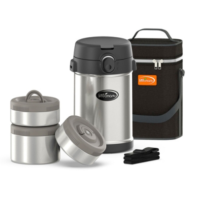 Термос ш/г с 3-мя метал. контейнерами NR-2100P, с ложкой, с термочехлом БИОСТАЛЬ