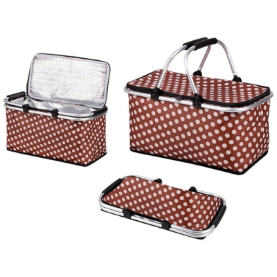 Термосумка складная с алюминиевым каркасом CB-7046-3 с принтом горошек арт.107063