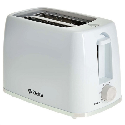 Тостер DELTA DL-6901 белый, 650 Вт, 6-ти позиционный таймер