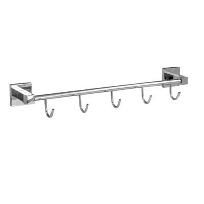 Вешалка с пятью крючками прямая, на квадратном основании, цвет ХРОМ. GFmark 84206