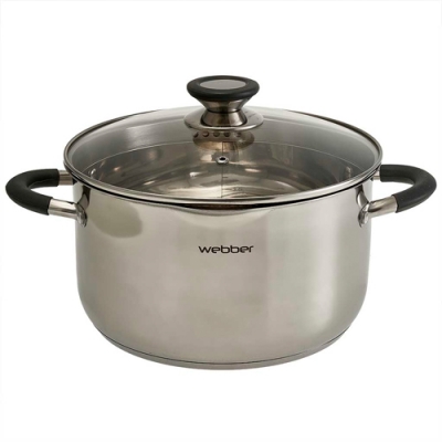 WEBBER BE-375/2 Кастрюля из нерж стали со стеклянной крышкой (d=24; 6,0 л) (4)
