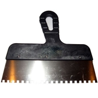 БИБЕР 35216 Шпатель фасадный 250мм нержавеющий зубчатый 8мм (12)