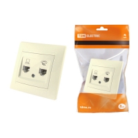 Розетка телефонная RJ11 + компьютерная RJ45 сл. кость Лама TDM (SQ1815-0119)