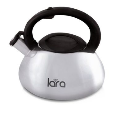 LR00-12 Чайник LARA (зеркальный) 3.0л, индукц. дно 0.6мм, черная ручка, автоподъем