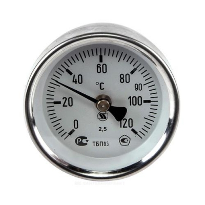 Термометр биметаллич ТБП63/ТР 120C Дк63 Дтр30 накладной Юмас