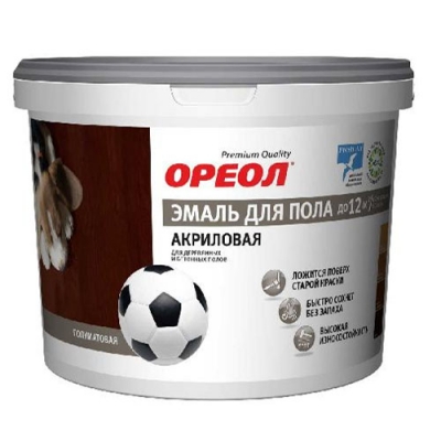 Эмаль акриловая для пола ОРЕОЛ полуматовая красно-коричневая 2,3 кг. Эмаль акриловая для пола ОРЕОЛ полуматовая красно-коричневая 2,3 кг.
