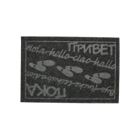 Коврик влаговпитывающий, 45*75 см. "Привет/Пока", серый