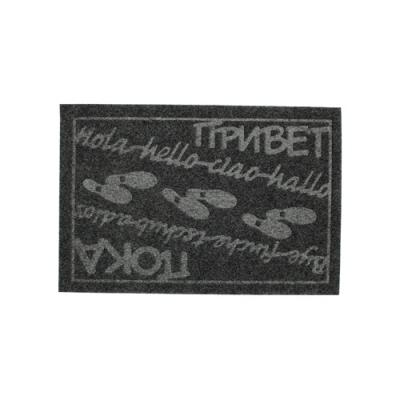 Коврик влаговпитывающий, 45*75 см. "Привет/Пока", серый