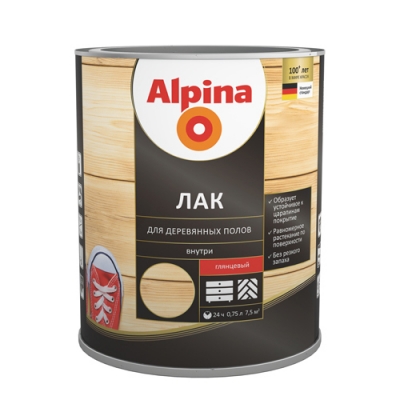 Лак алкидно-уретановый Alpina для деревянных полов шелковисто-матовый 0,75л