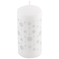 Свеча Deco Christmas 56х120 Снежинки (серебро на белом) арт.008162