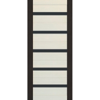 Дверь Эк шпон "Техно-Комби-1" Орех темный/лиственница стекло черное_70