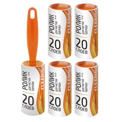 Набор для чистки одежды LRS-204: ролик + 4 сменных блока (20 слоев) арт.092501 Набор для чистки одежды LRS-204: ролик + 4 сменных блока (20 слоев) арт.092501