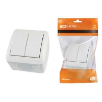 Выключатель 2-кл. открытой установки IP44 10А белый Селигер TDM (SQ1818-0002) Р