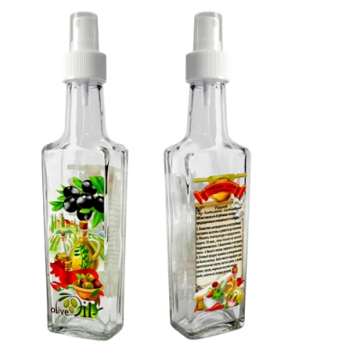 Бутылка с кнопочным распылителем для оливковог масла с чесноком, 250 мл, стекло 626574