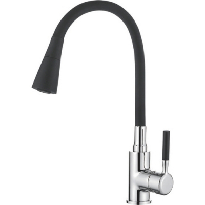Смеситель Кухня LEDEME с силиконовым изливом МАКСИ (черный/хром) L4199-2