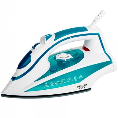 Утюг DELTA LUX DL-352 бирюзовый, 2200 Вт., подошва с керамическим покрытием, сухое глажение, разбр.