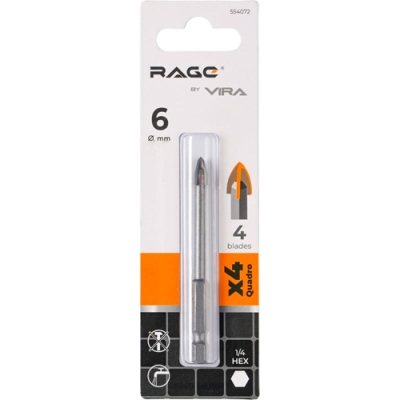 554072 Сверло по стеклу и керамике Quadro-X HEX 6 мм RAGE by VIRA 554072 Сверло по стеклу и керамике Quadro-X HEX 6 мм RAGE by VIRA