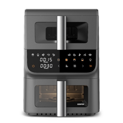 Аэрогриль Centek CT-3107 <3,5л+6,5л> 2чаши 2800Вт, сенсорное управление, 10 программ, автовыкл. Аэрогриль Centek CT-3107 <3,5л+6,5л> 2чаши 2800Вт, сенсорное управление, 10 программ, автовыкл.