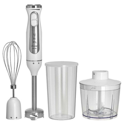 Блендер Аксинья КС-321В белый, 1500Вт, насадка и нож из нерж.стали, 2 скорости