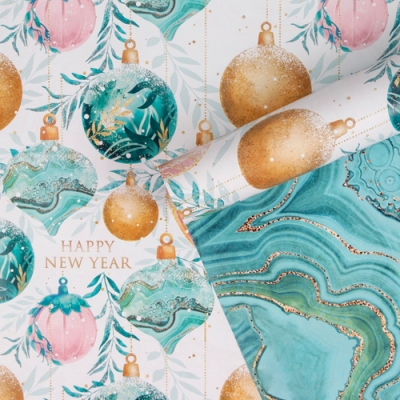 Бумага упаковочная глянцевая двухсторонняя Дарите счастье Ёлочные шары 70х100 см 7067147